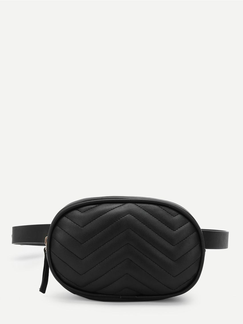 Chevron PU Fanny Pack With Adjustable Strap