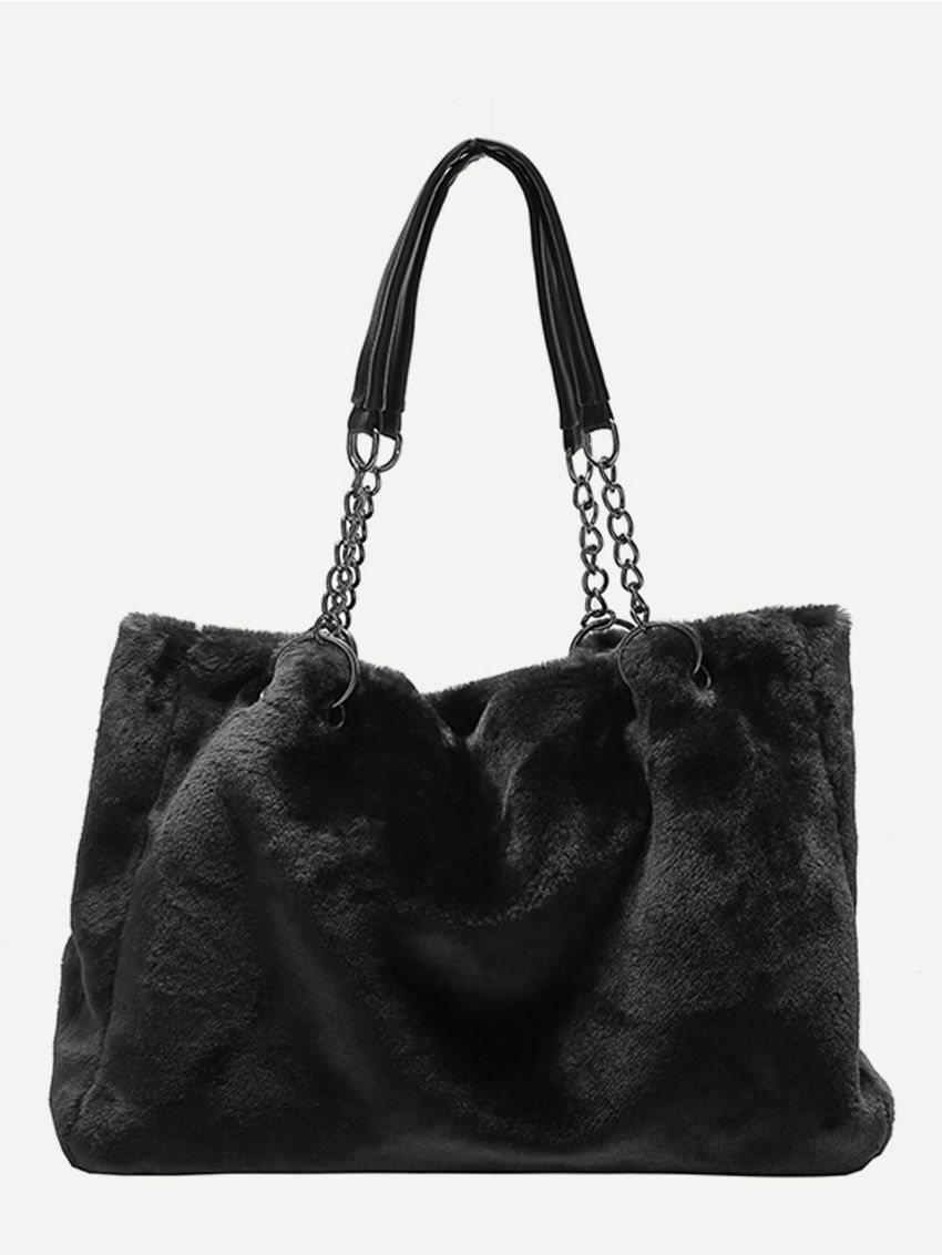 Fuzzy Chain Tote Bag