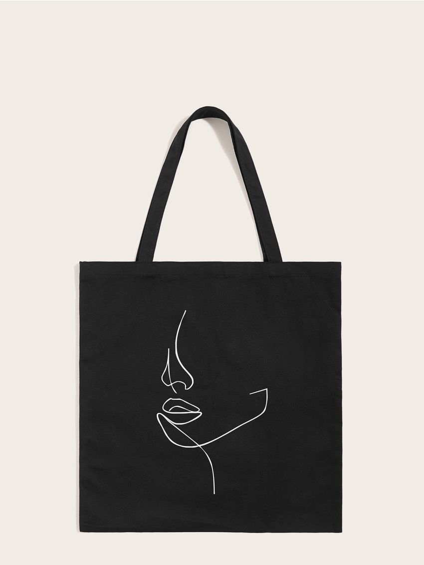 Abstract Figure Print Tote Bag