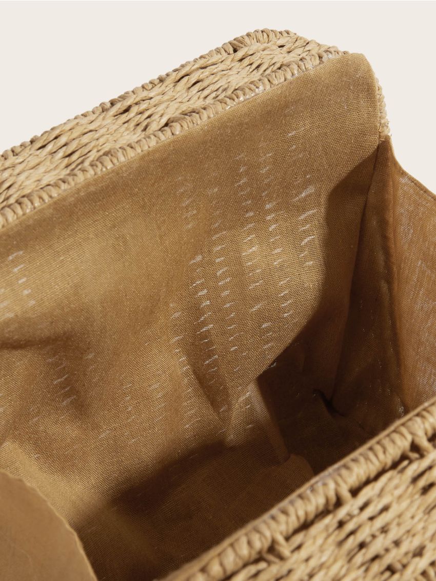 Mini Straw Detail Square Crossbody Bag