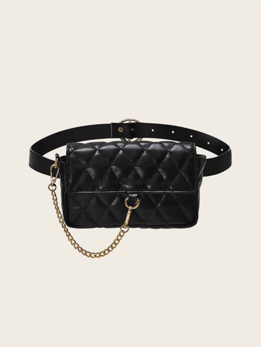 Mini Chain Decor Quilted Fanny Pack