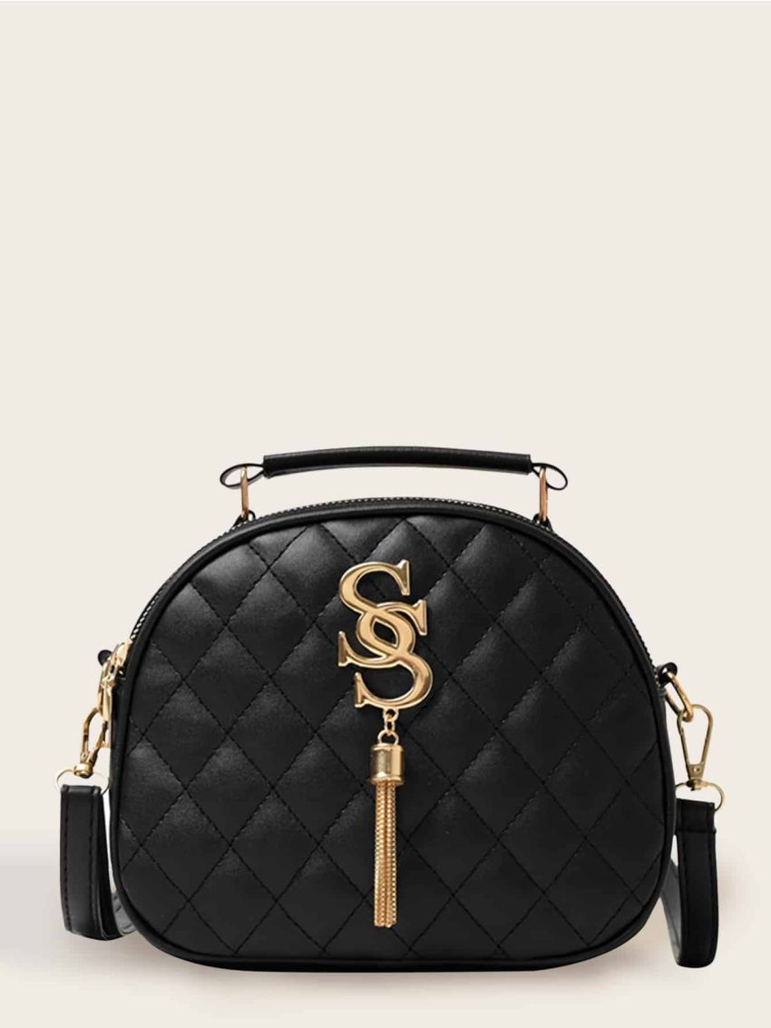Mini Metal Tassel Quilted Satchel Bag