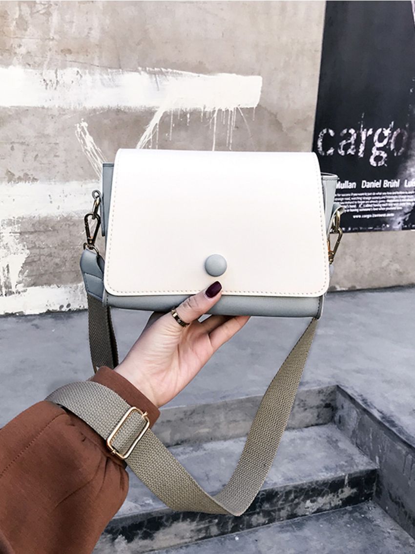 Color Block Flap Crossbody Bag