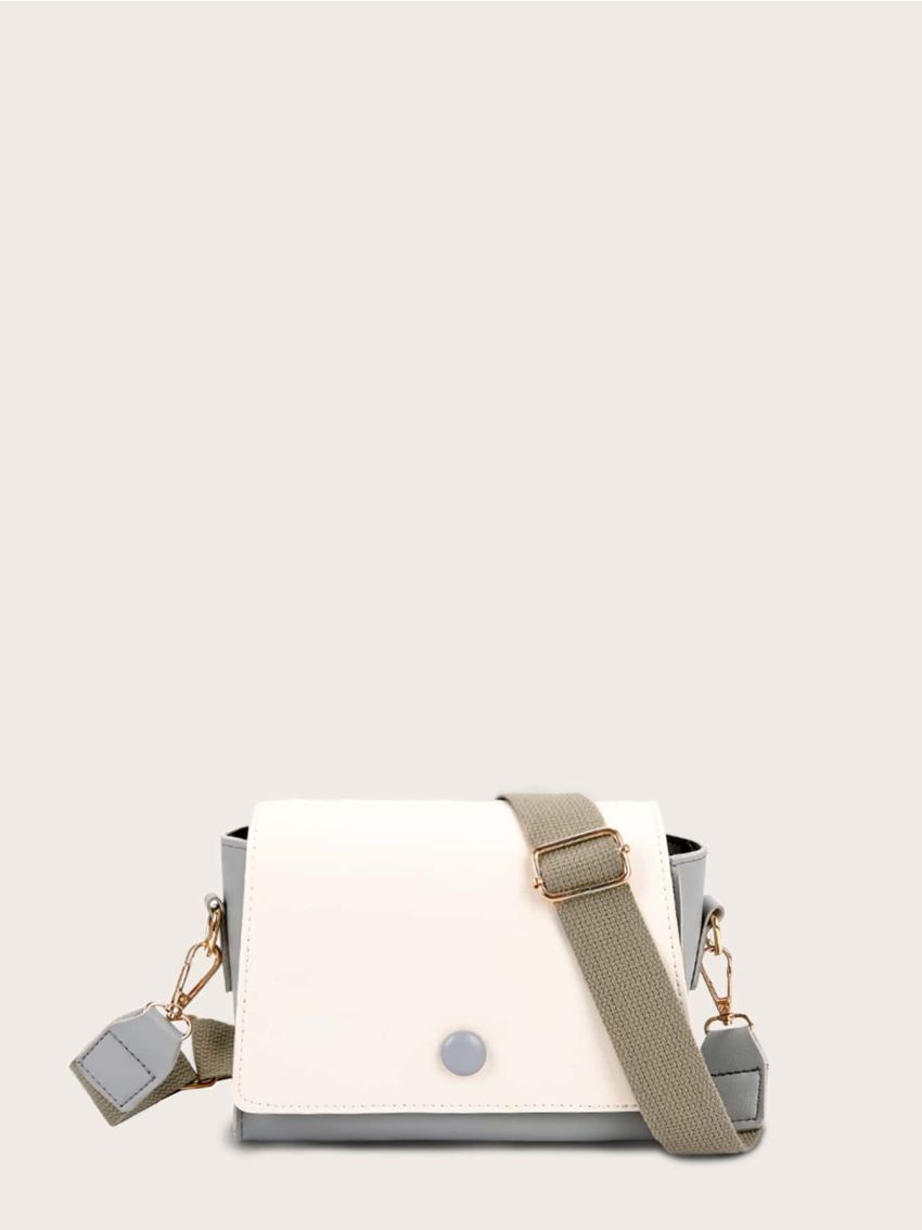Color Block Flap Crossbody Bag