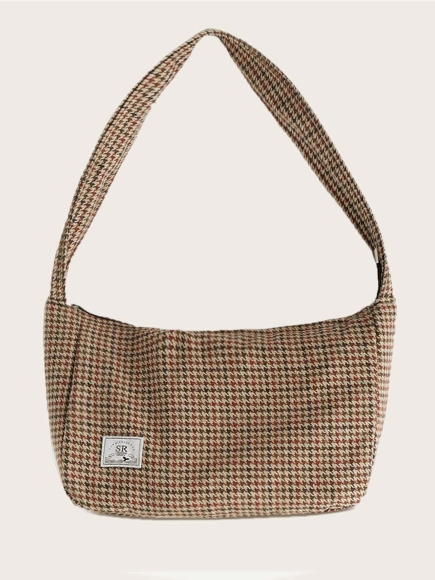 Minimalist Houndstooth Shoulder Bag