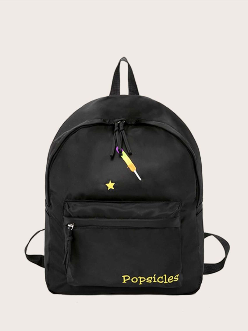 Letter Graphic Pocket Front Backpack