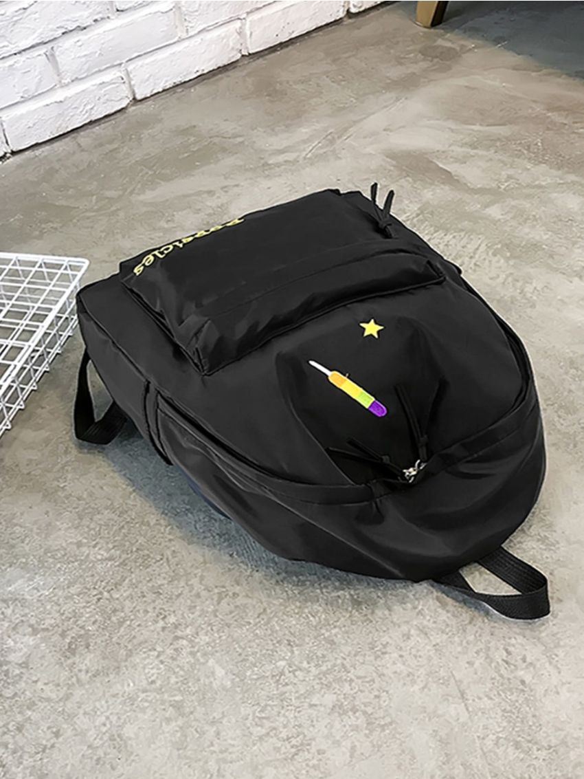 Letter Graphic Pocket Front Backpack