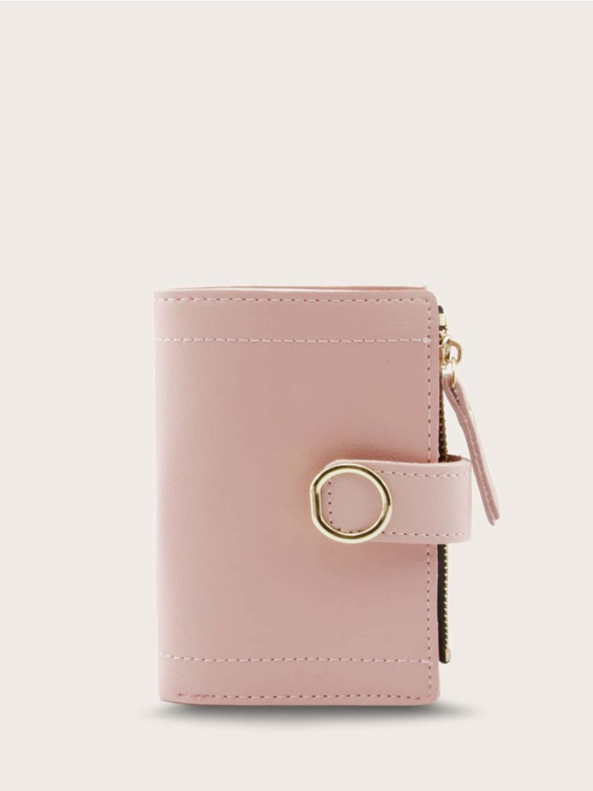 Stitch Zipper Detail Fold Over Purse