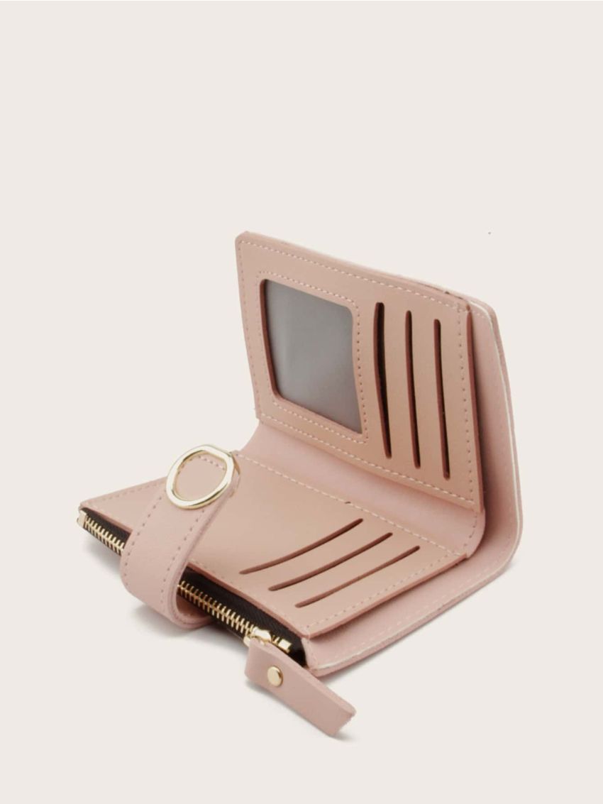 Stitch Zipper Detail Fold Over Purse