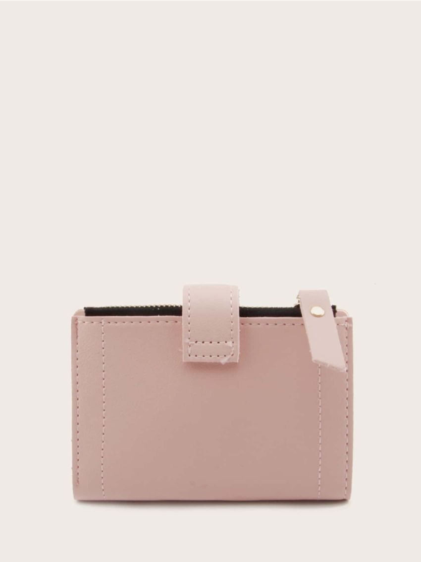 Stitch Zipper Detail Fold Over Purse