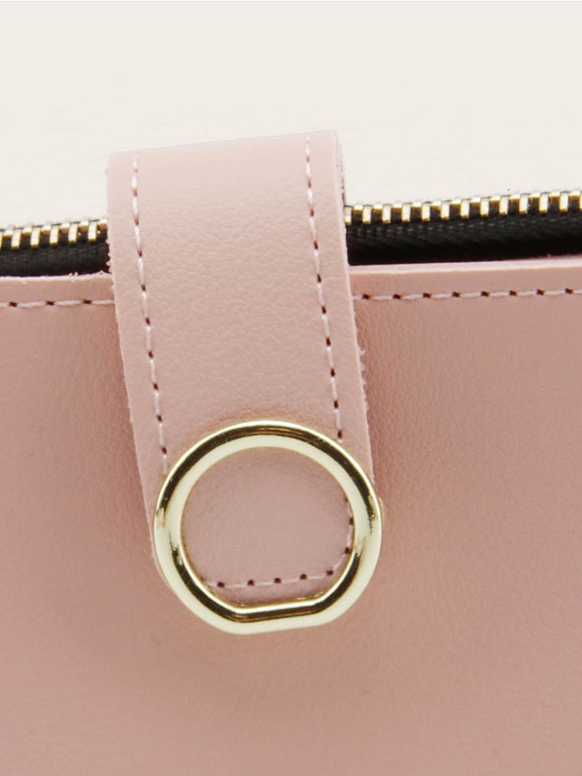 Stitch Zipper Detail Fold Over Purse