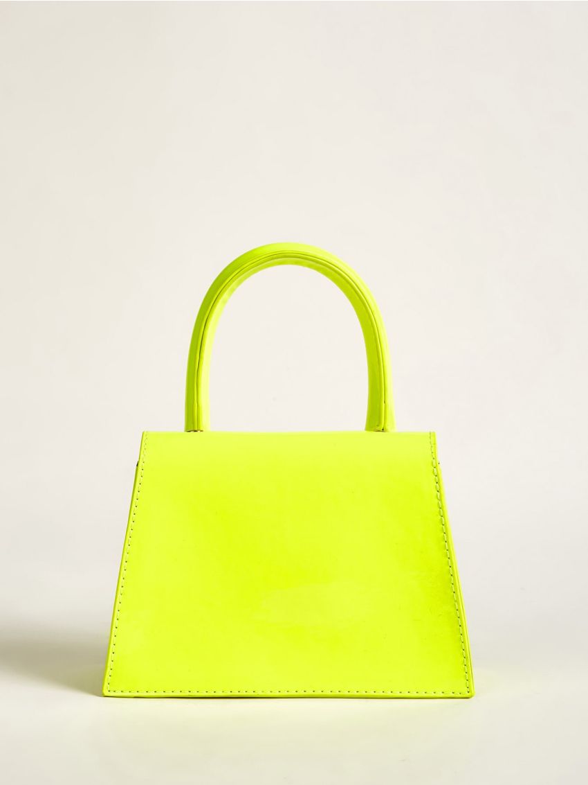 Mini Neon Orange Push Lock Satchel Bag