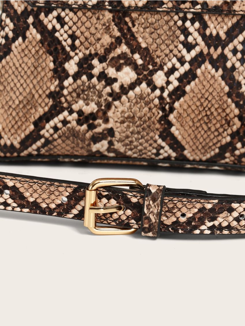 Mini Snakeskin Print Satchel Bag