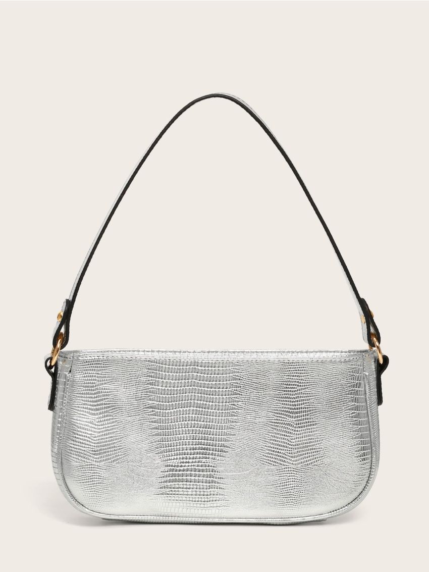 Lizard Embossed Baguette Bag