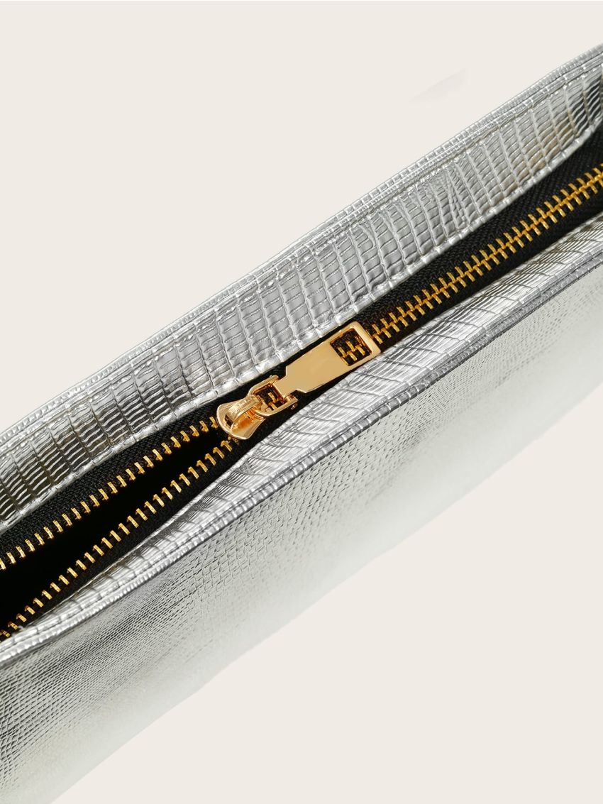 Lizard Embossed Baguette Bag