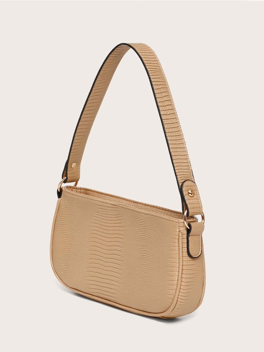 Lizard Embossed Baguette Bag