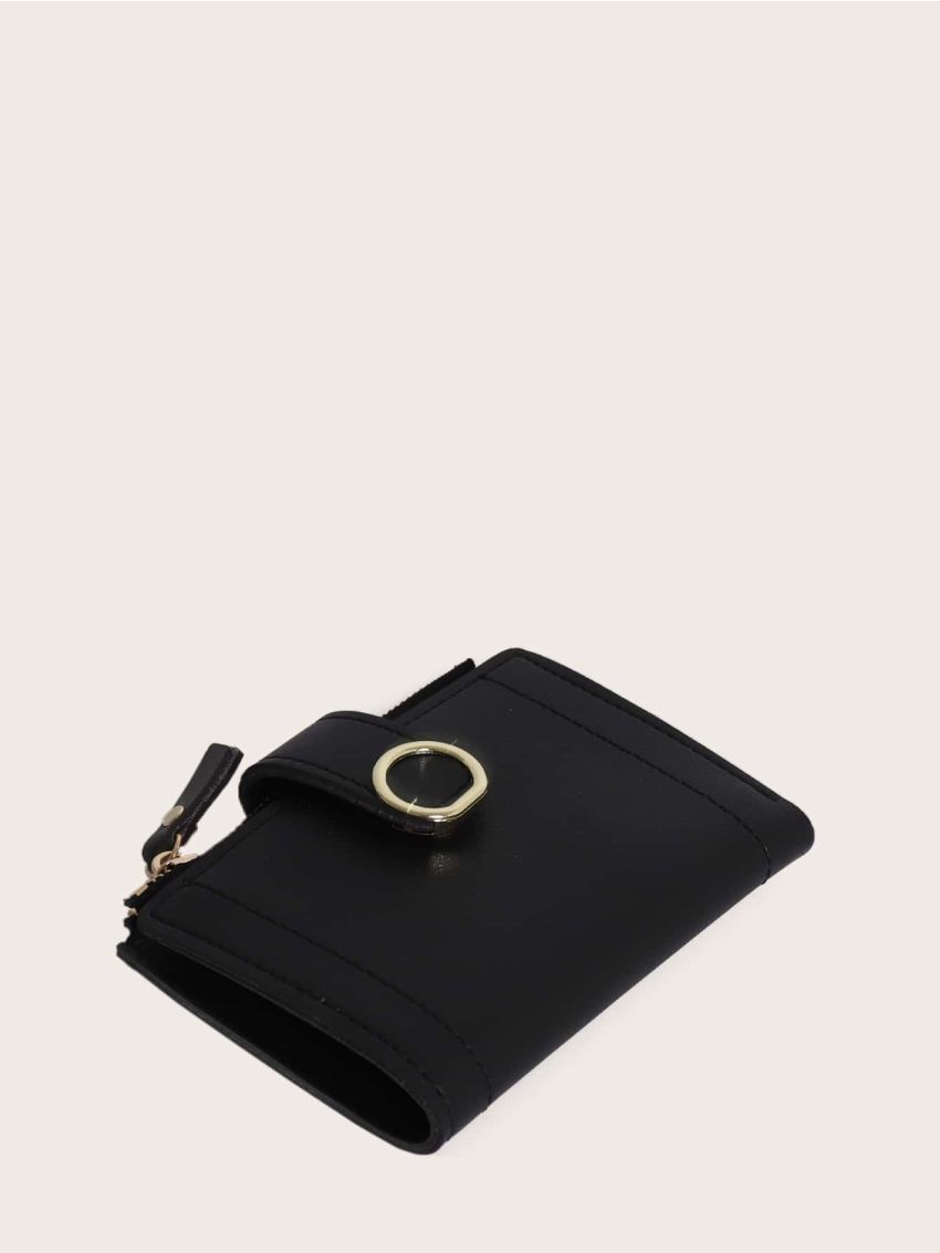 Stitch Zipper Detail Fold Over Purse