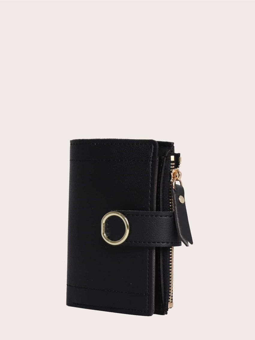 Stitch Zipper Detail Fold Over Purse