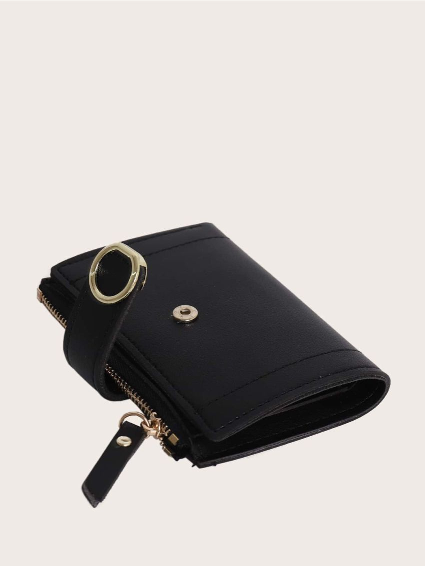 Stitch Zipper Detail Fold Over Purse