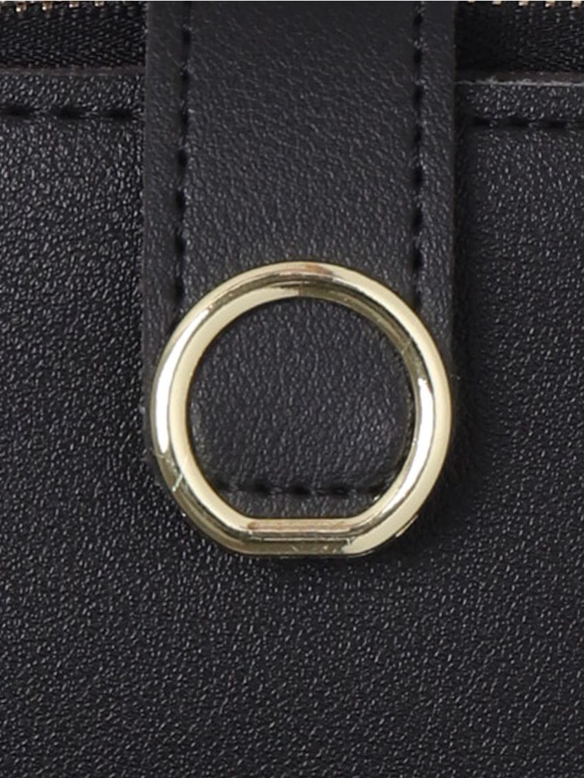 Stitch Zipper Detail Fold Over Purse