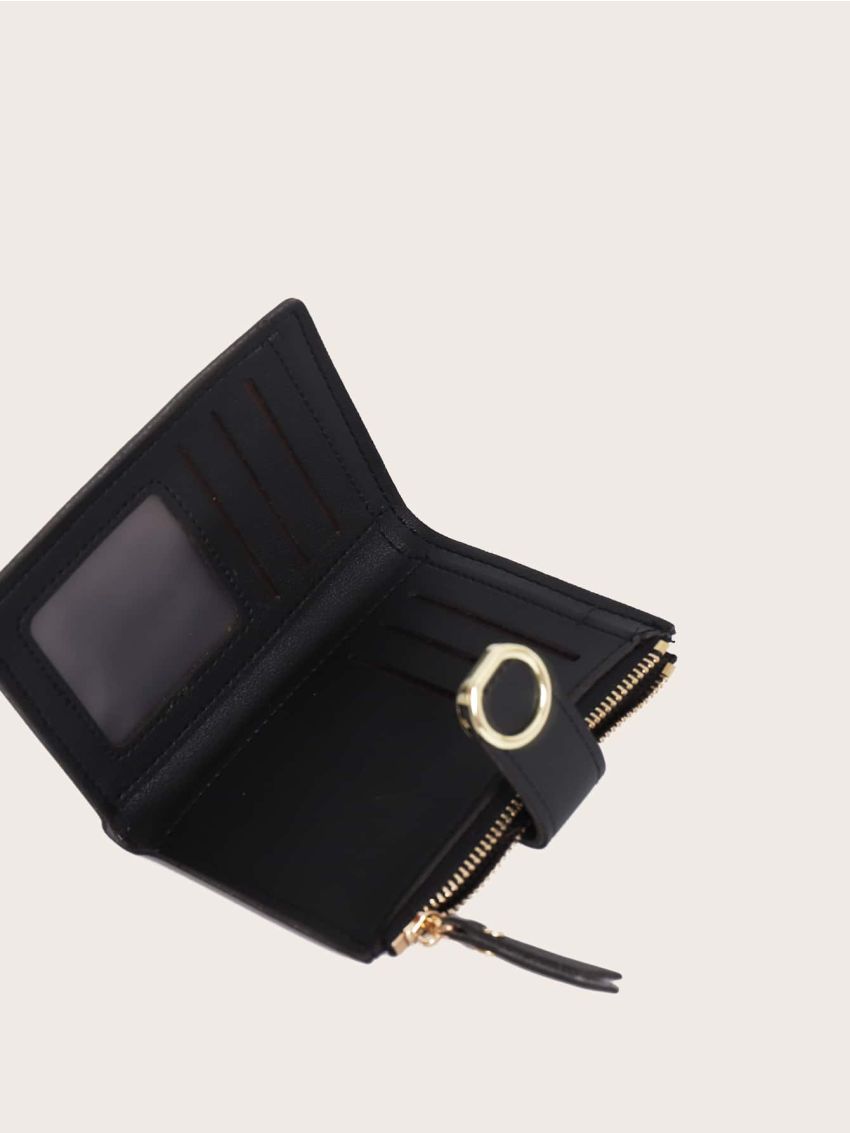 Stitch Zipper Detail Fold Over Purse