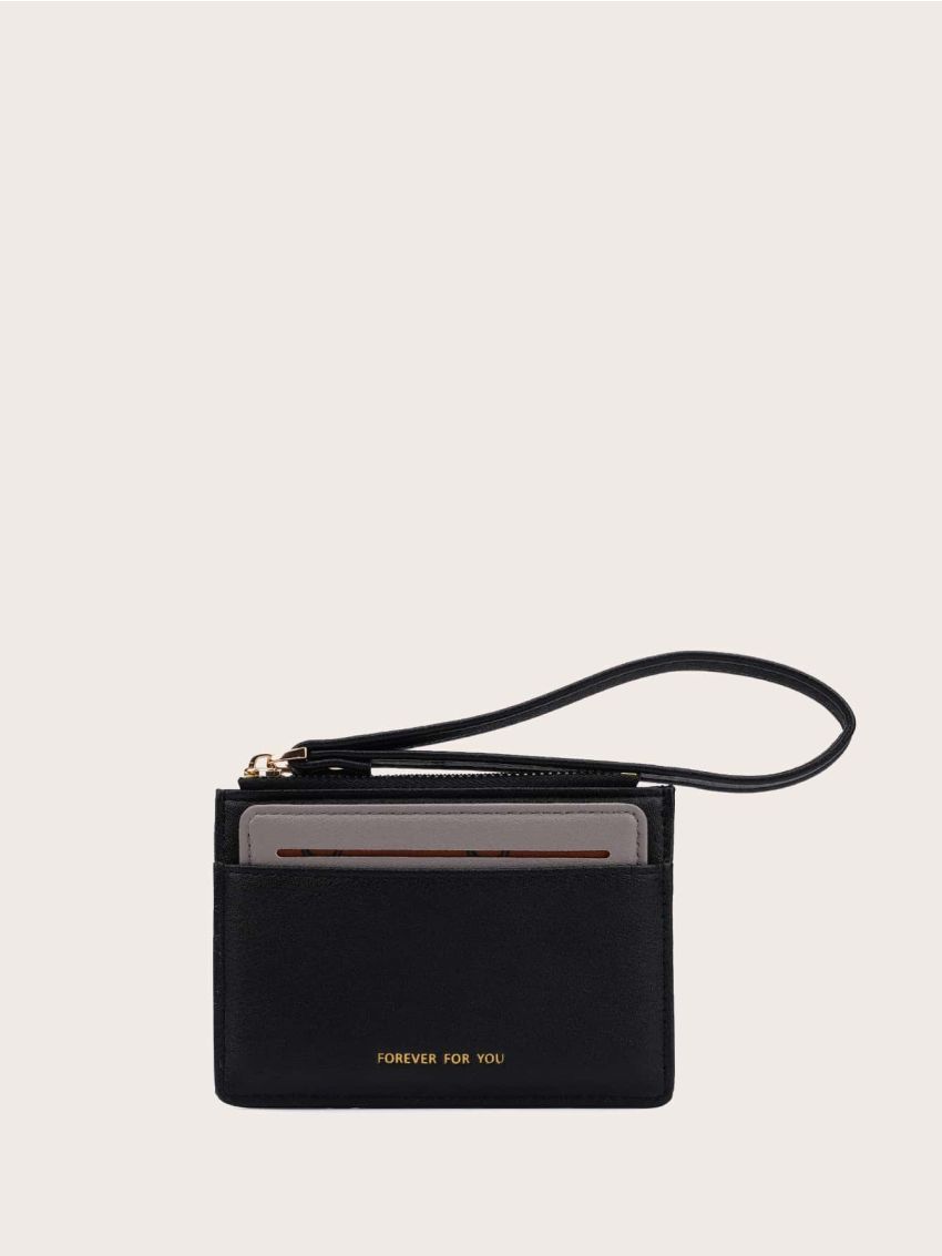 Letter Graphic Purse With Wristlet