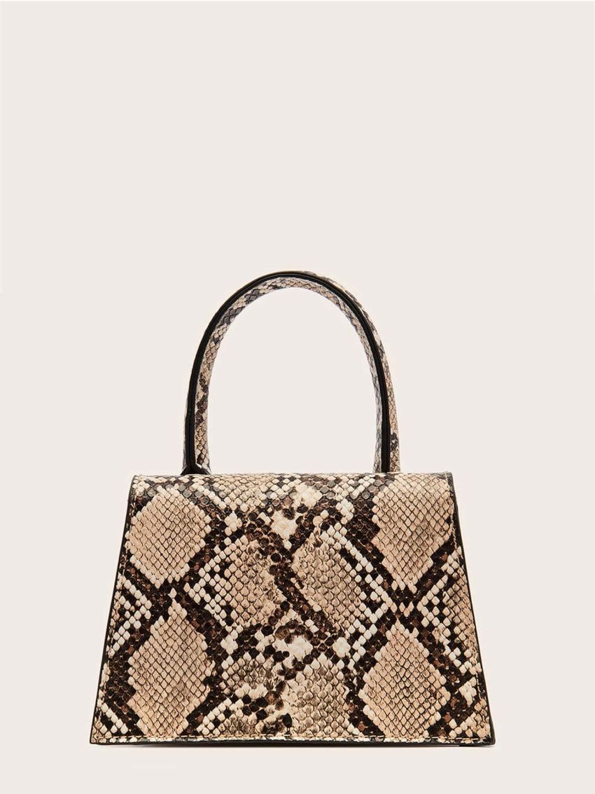 Mini Snakeskin Print Satchel Bag