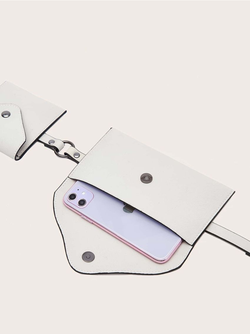 2pcs Snap Button Belt Bag
