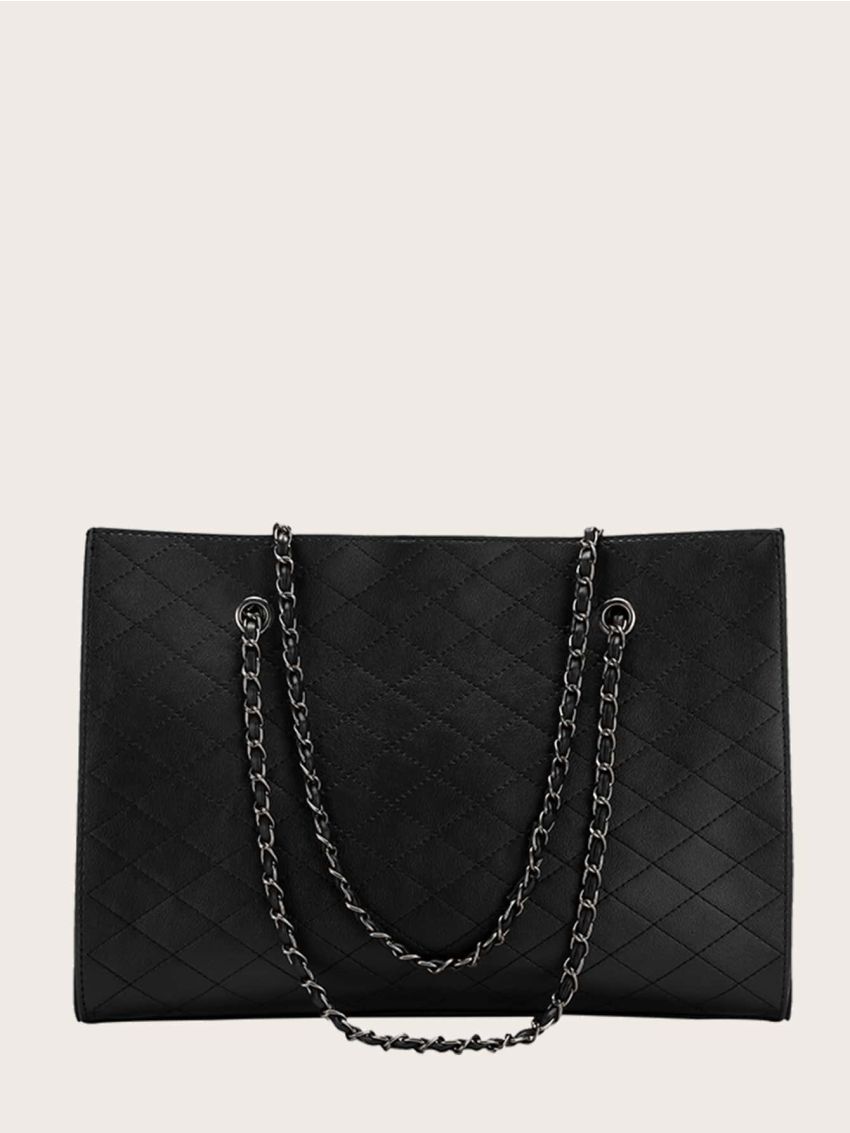 Quilted Tote Bag With Inner Pouch