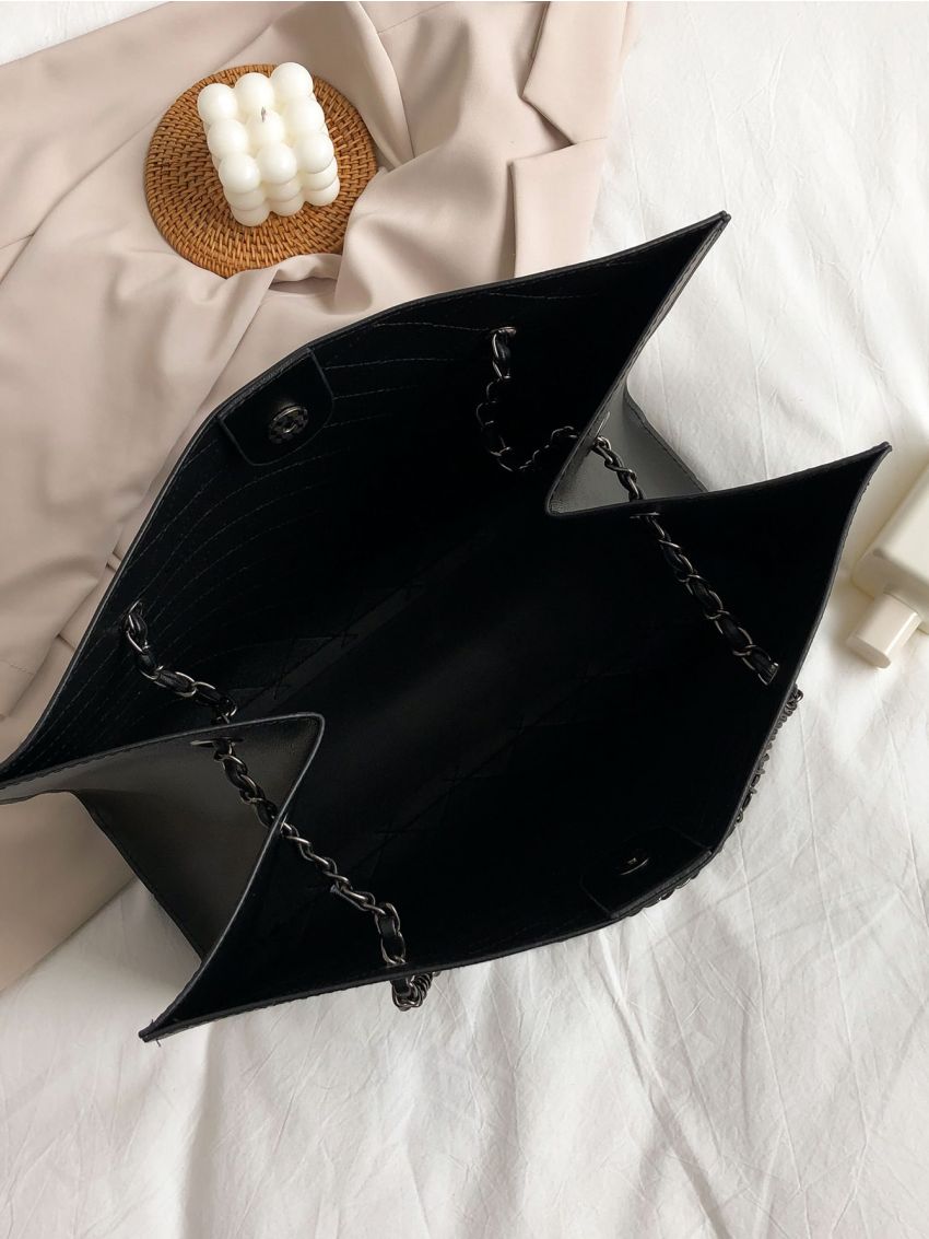 Quilted Tote Bag With Inner Pouch