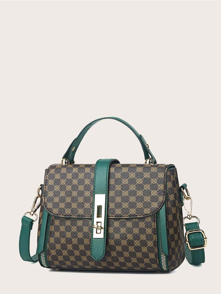 Mini Twist Lock Graphic Satchel Bag