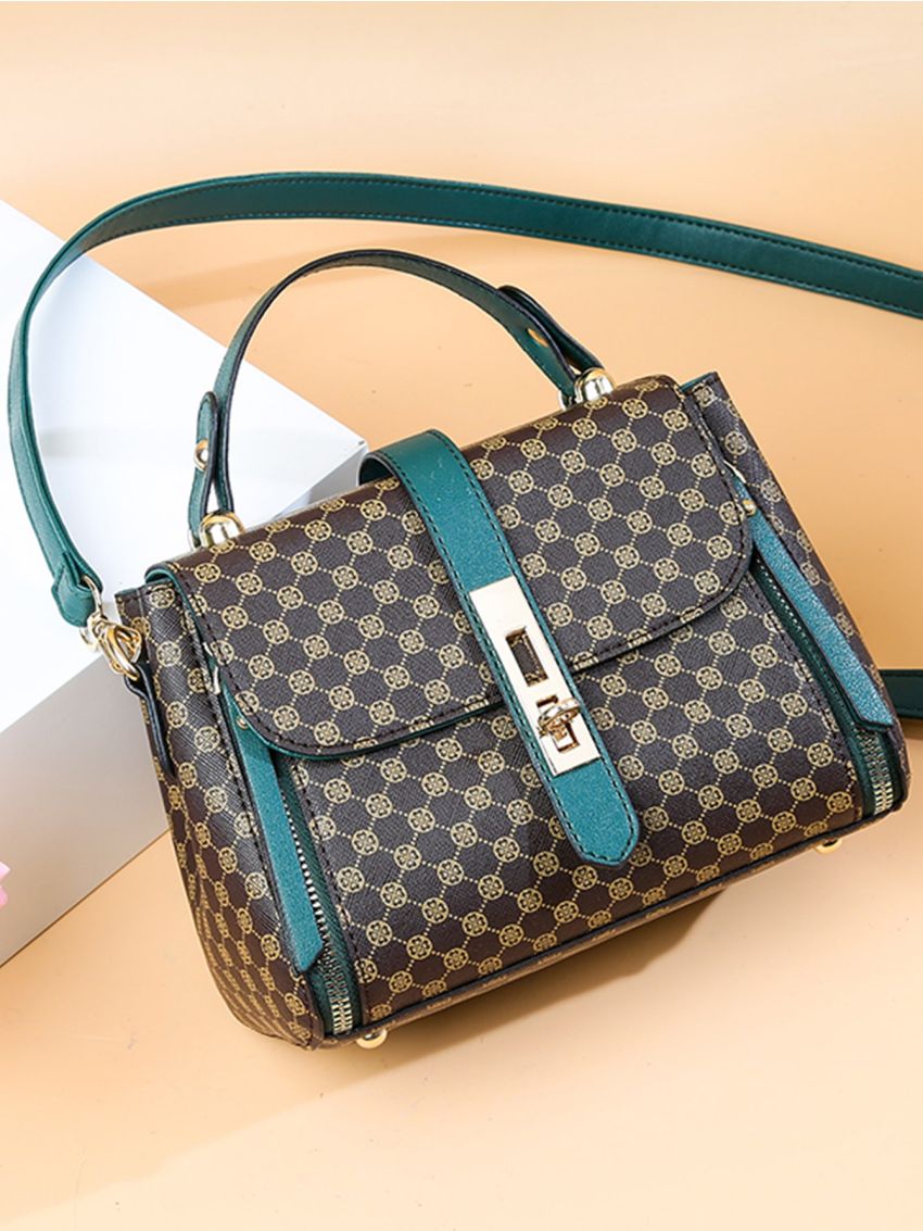 Mini Twist Lock Graphic Satchel Bag