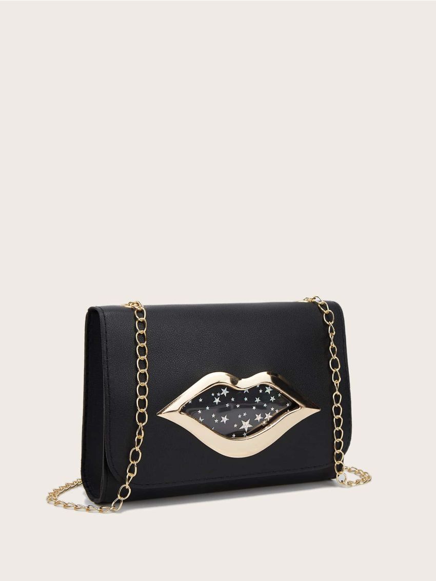 Mini Lips & Star Faux Leather Chain Crossbody Bag