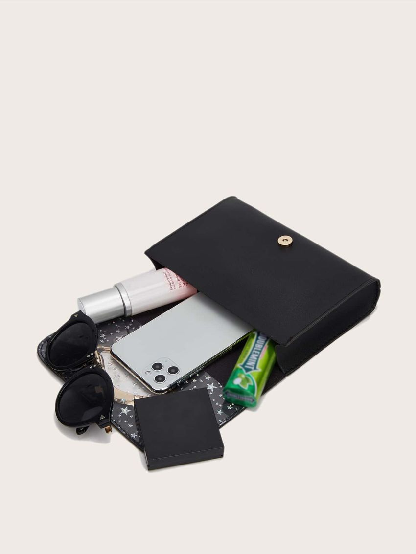 Mini Lips & Star Faux Leather Chain Crossbody Bag