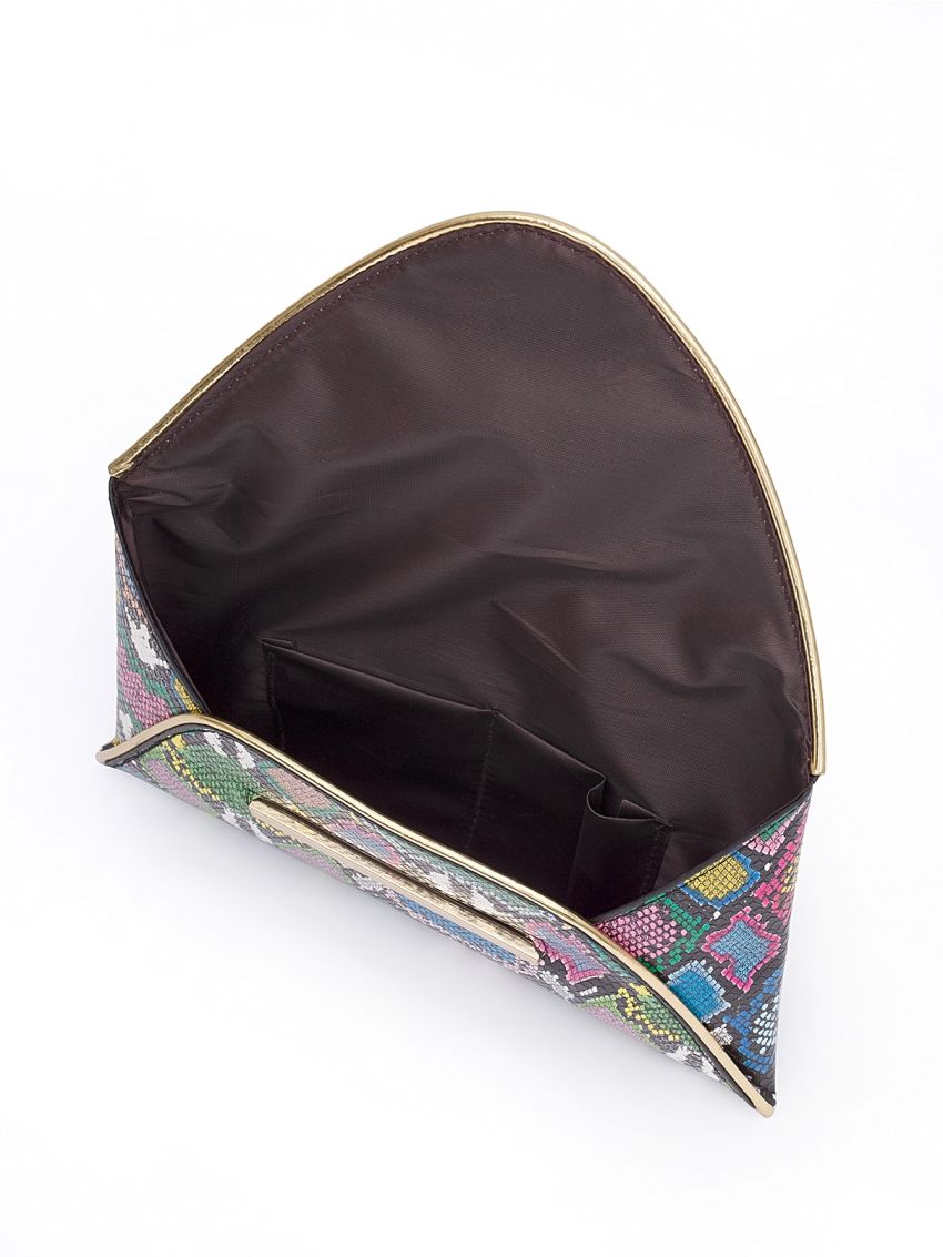 Snakeskin Print Clutch Bag