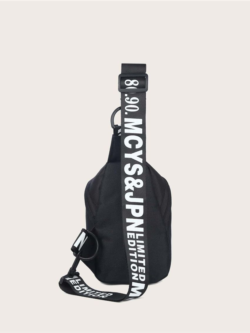 Mini Letter Graphic Sling Bag With Drawstring