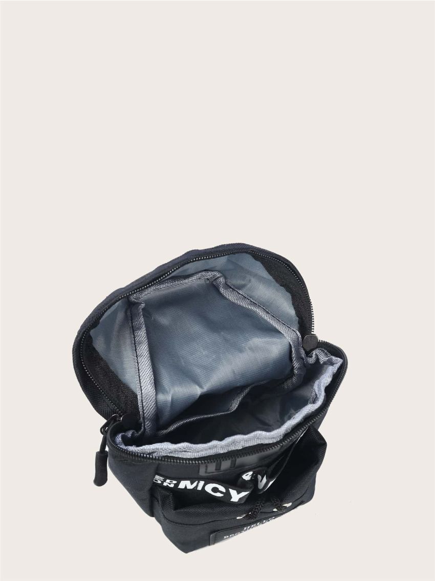 Mini Letter Graphic Sling Bag With Drawstring