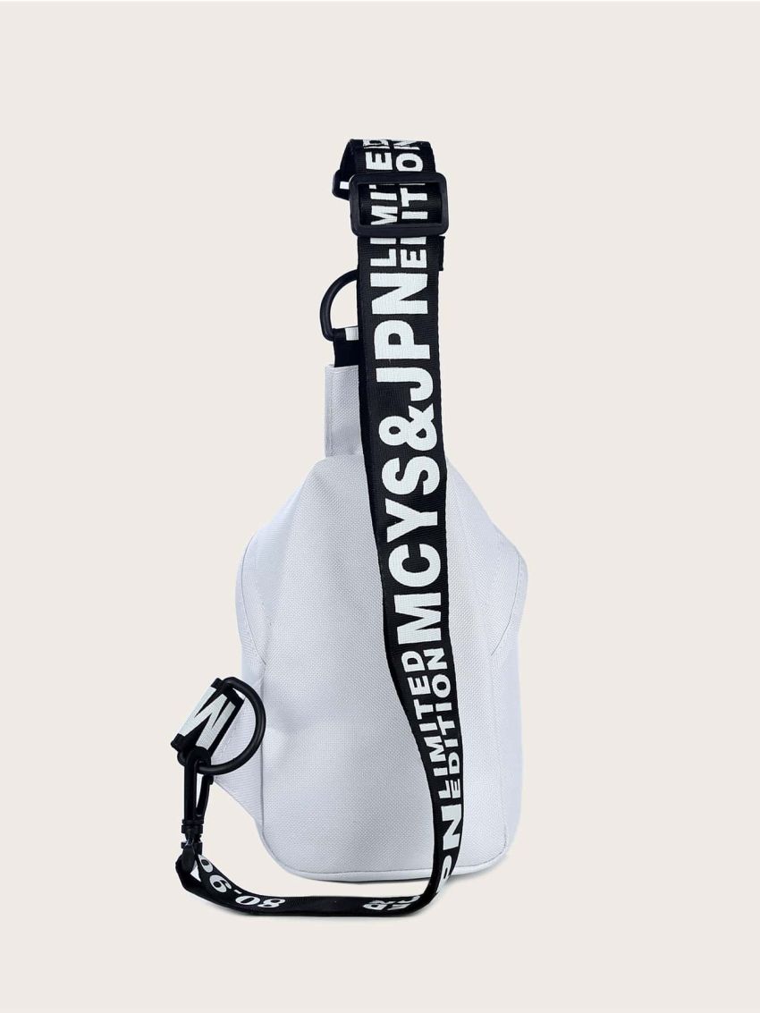Mini Drawstring Decor Letter Graphic Sling Bag