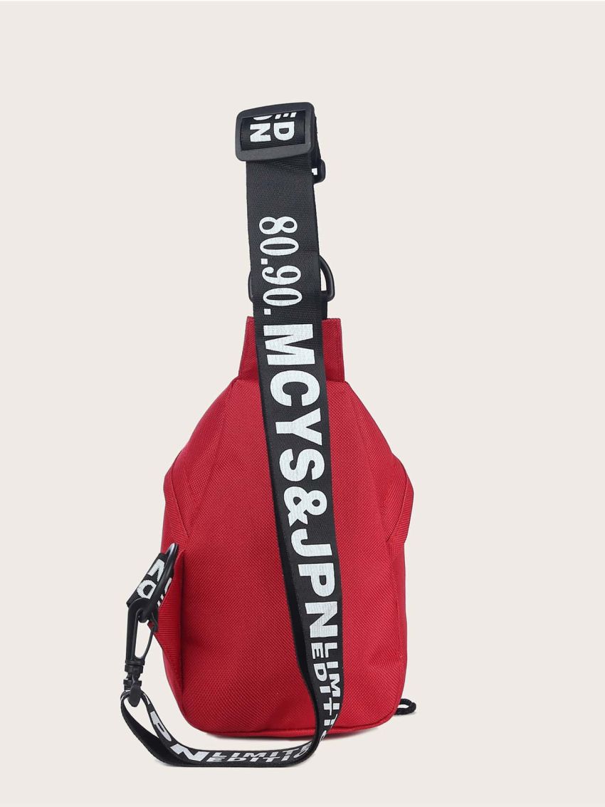 Letter Graphic Sling Bag With Drawstring