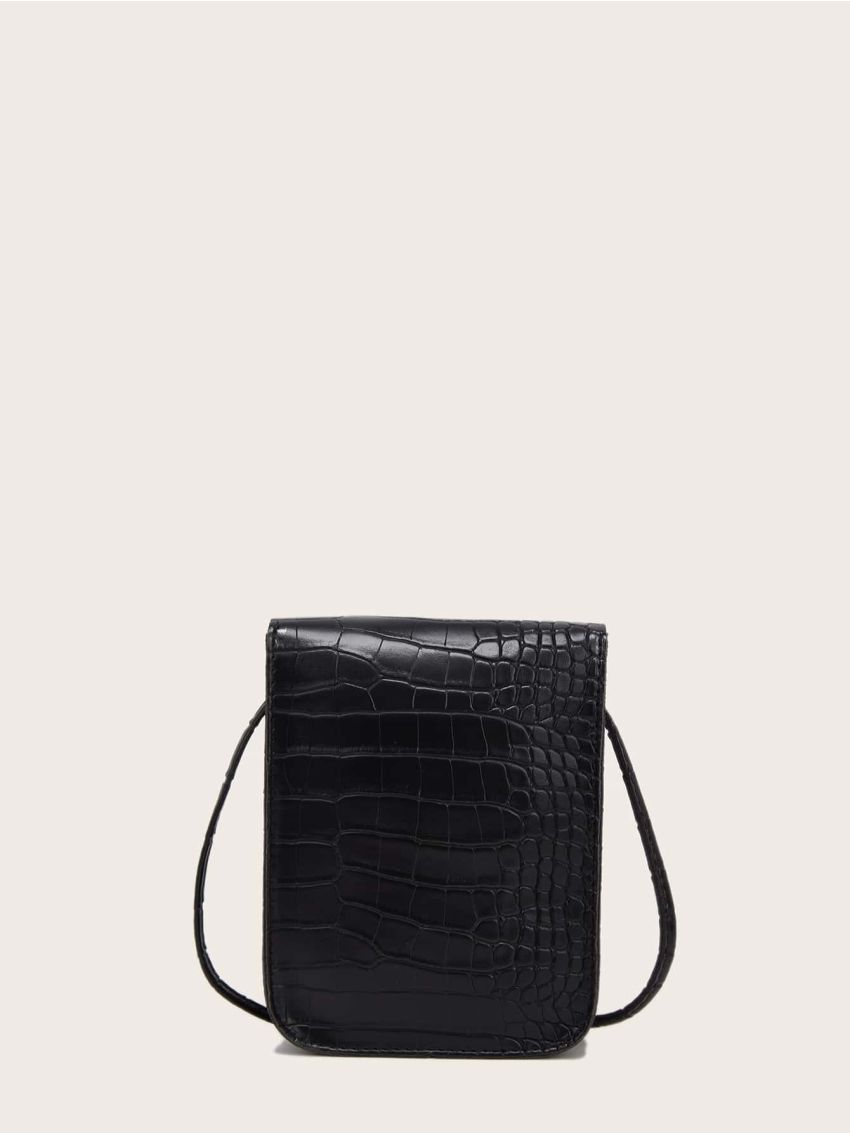 Mini Croc Embossed Push Lock Phone Bag