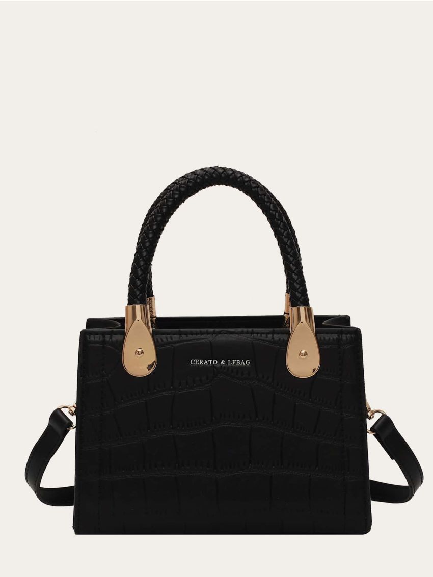 Mini Croc Embossed Satchel Bag
