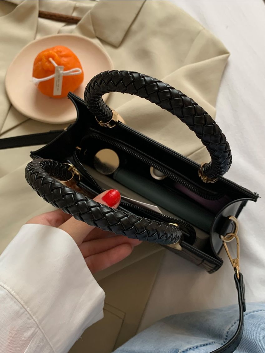 Mini Croc Embossed Satchel Bag