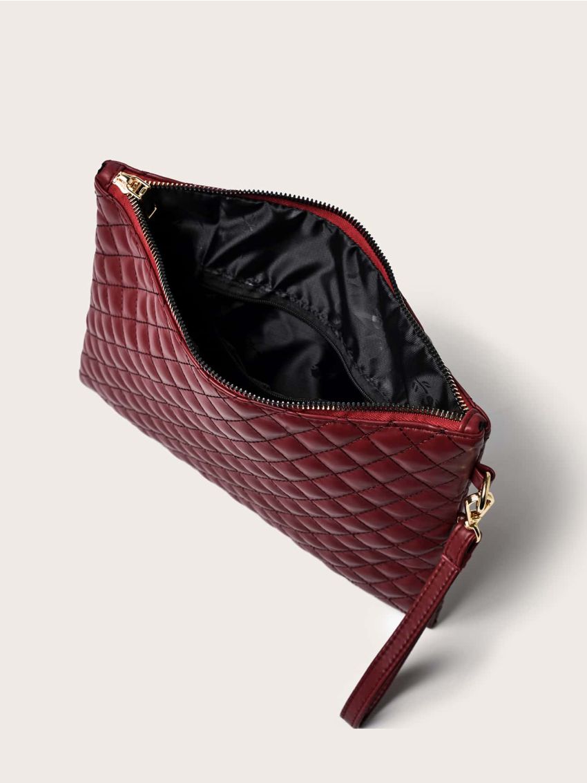 Quilted Clutch Bag With Wristlet