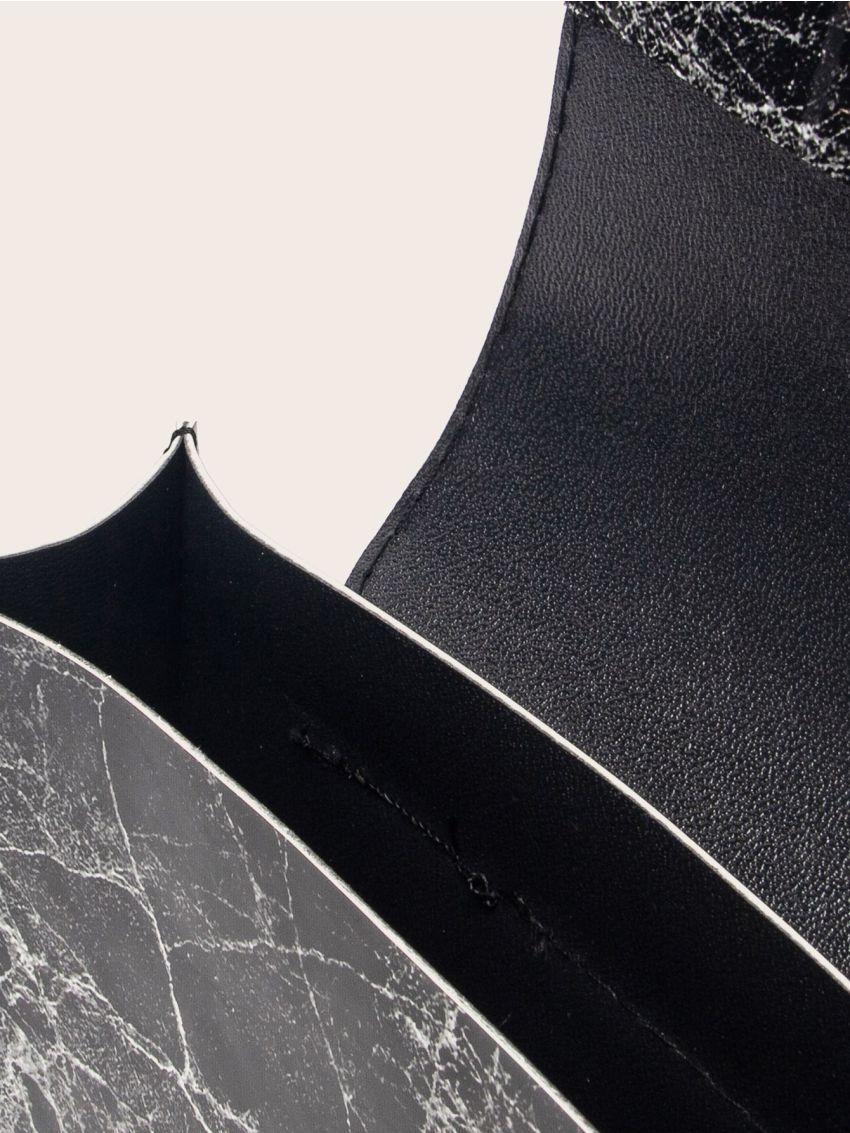 Marble Pattern Push Lock Chain Crossbody Bag