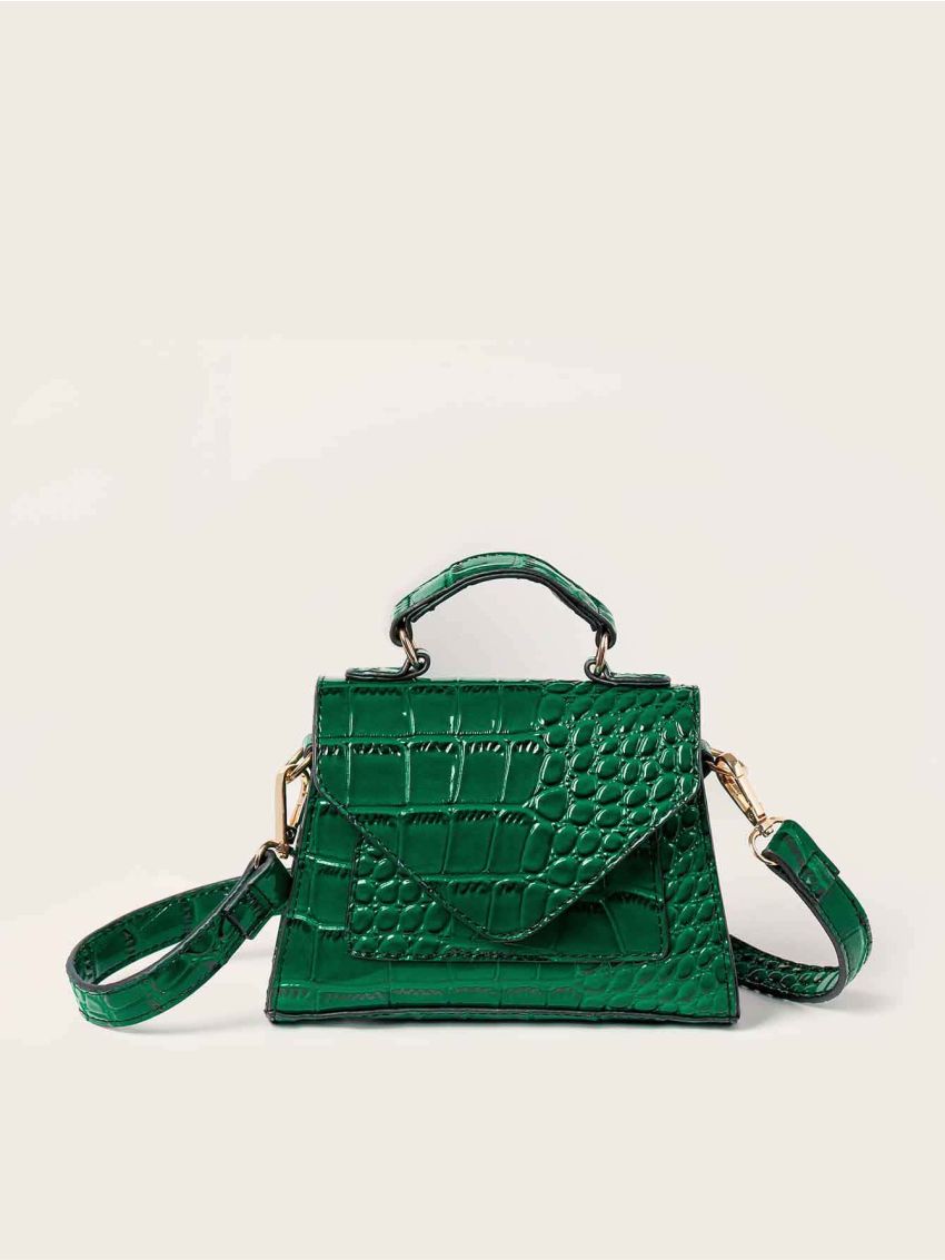Mini Croc Embossed Satchel Bag