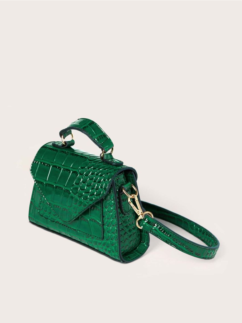 Mini Croc Embossed Satchel Bag