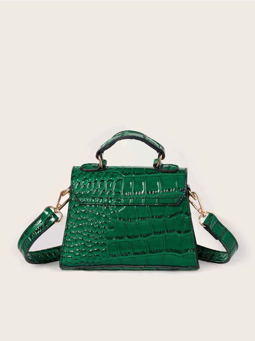 Mini Croc Embossed Satchel Bag