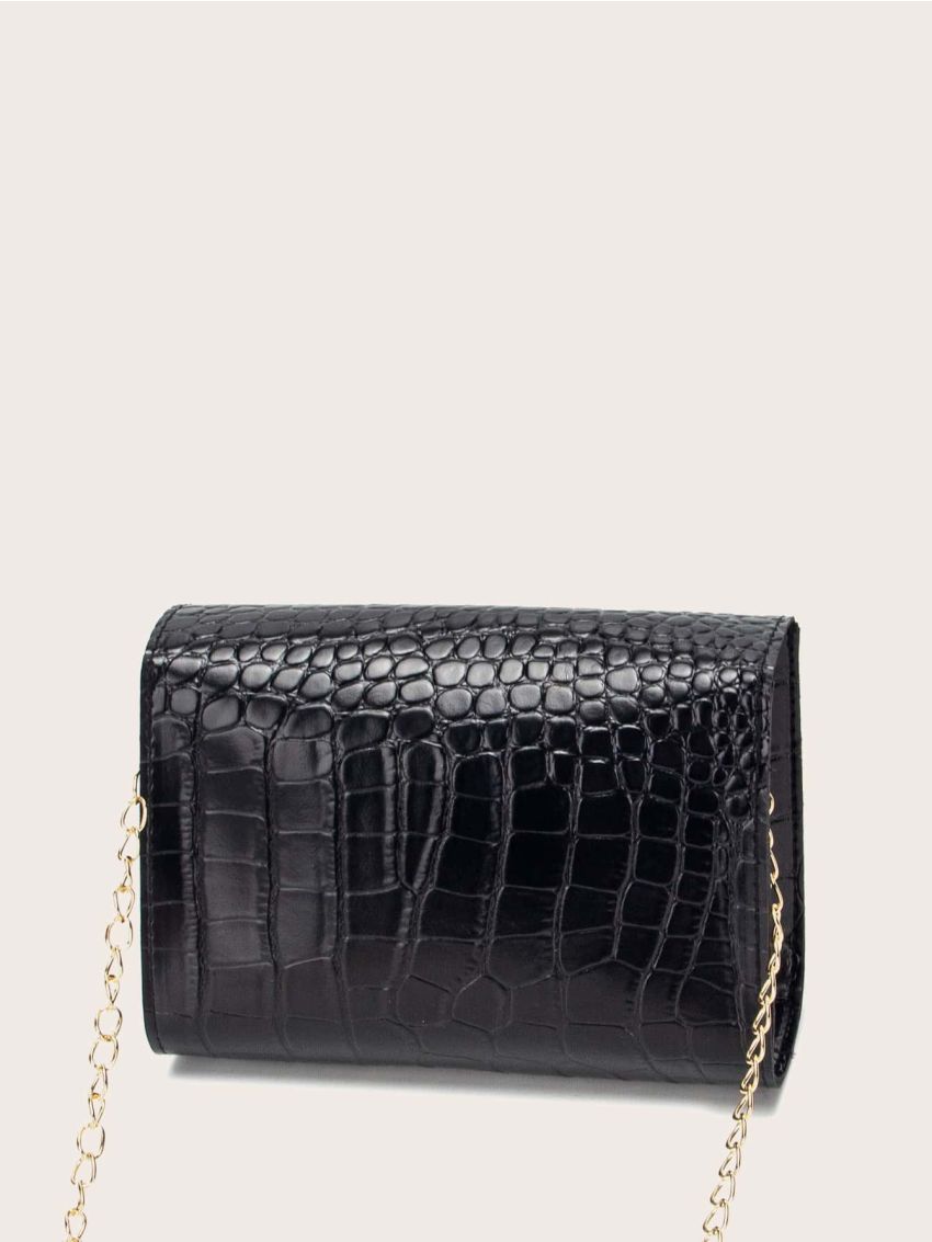 Croc Embossed Chain Crossbody Bag