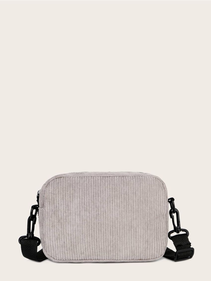 Mini Letter Patch Corduroy Crossbody Bag