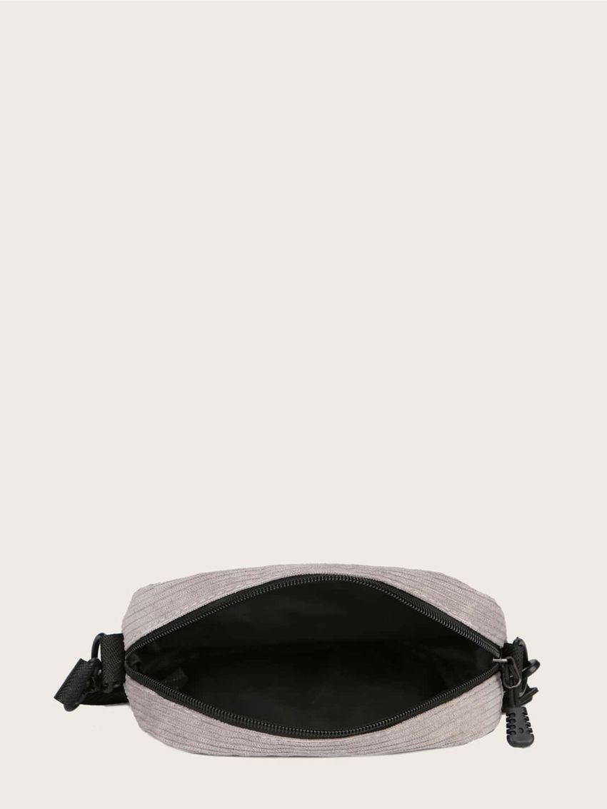 Mini Letter Patch Corduroy Crossbody Bag